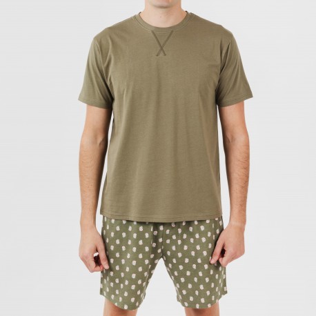 Pijama corto algodón hombre Tusi verde