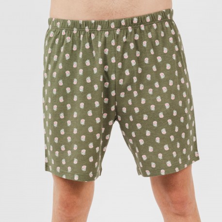 Pijama corto algodón hombre Tusi verde