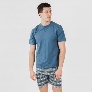 Pijama corto algodón hombre Omega azul 2