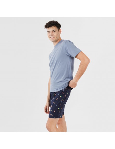 Pijama corto algodón hombre Daikiri indigo