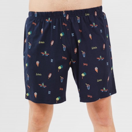 Pijama corto algodón hombre Daikiri indigo