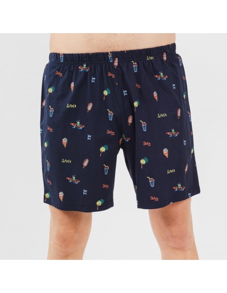 Pijama corto algodón hombre Daikiri indigo