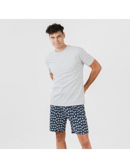 Pijama corto algodón hombre Octopus gris