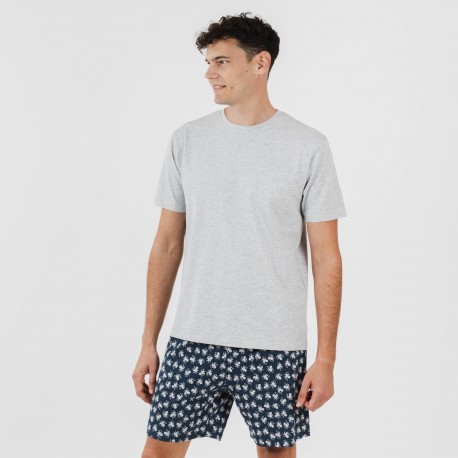 Pijama corto algodón hombre Octopus gris