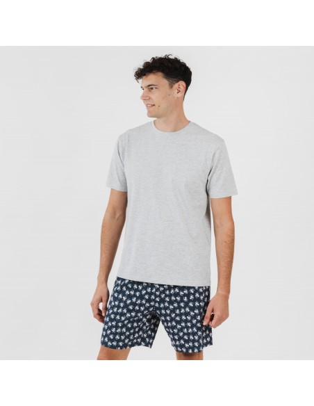 Pijama corto algodón hombre Octopus gris