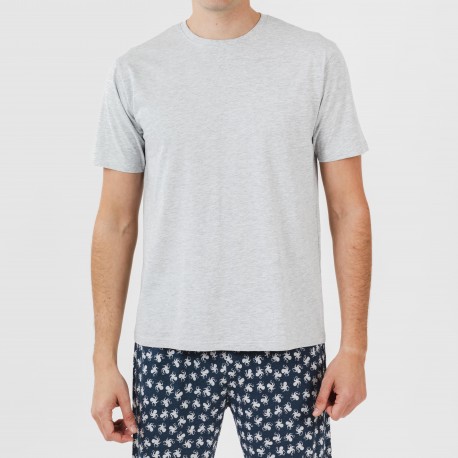 Pijama corto algodón hombre Octopus gris