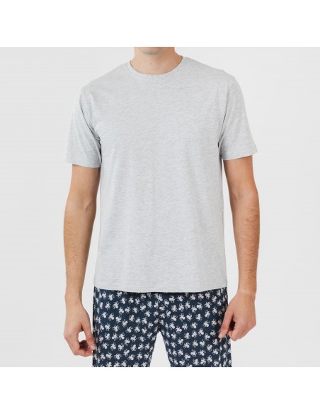 Pijama corto algodón hombre Octopus gris