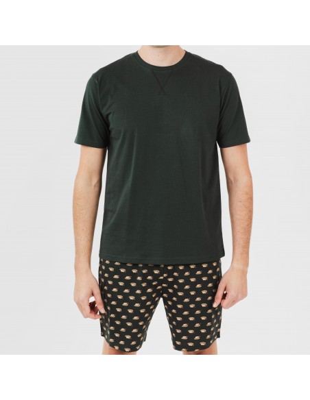 Pijama corto algodón hombre Nino verde botella