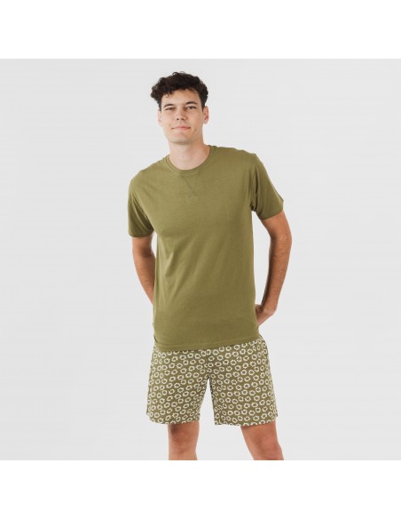 Pijama corto algodón hombre Khalil verde