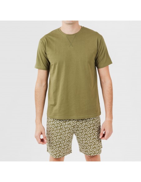 Pijama corto algodón hombre Khalil verde