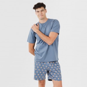 Pijama corto algodón hombre Nassiri azul