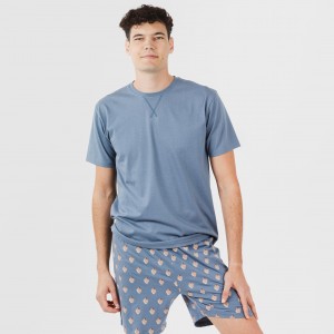 Pijama corto algodón hombre Nassiri azul 2