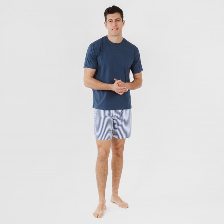 Pijama corto algodón hombre Darryl azul marino