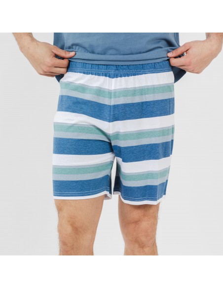 Pijama corto algodón hombre Raya Mark indigo