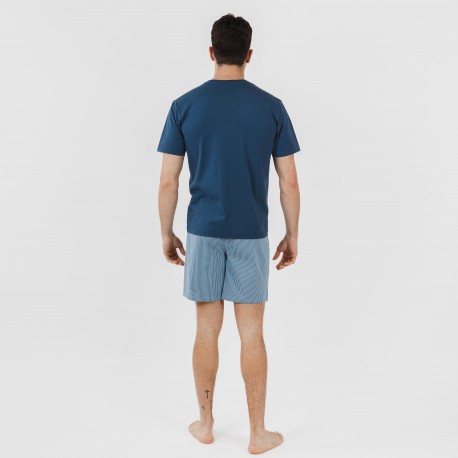 Pijama corto algodón hombre Kristoff azul marino