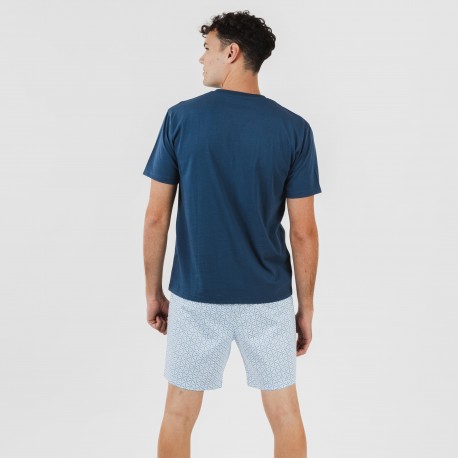 Pijama corto algodón hombre Timon azul