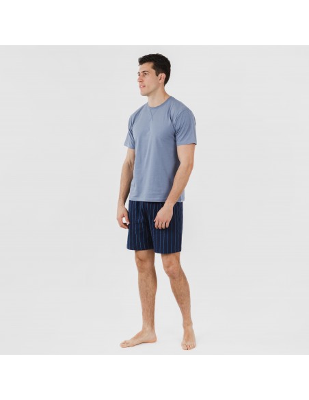 Pijama corto algodón hombre Raya Moritz indigo