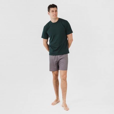 Pijama corto algodón hombre Canes verde