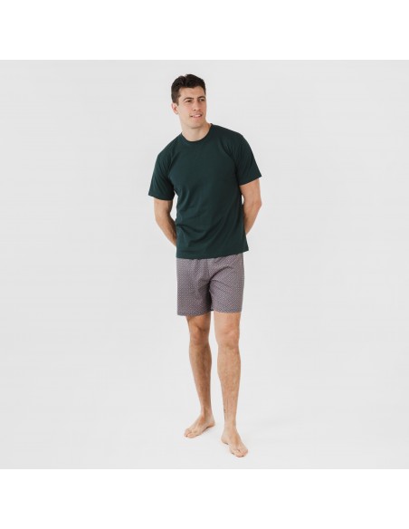 Pijama corto algodón hombre Canes verde