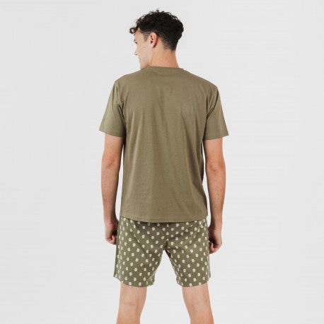 Pijama corto algodón hombre Tusi verde