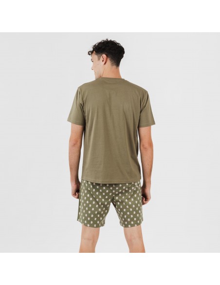 Pijama corto algodón hombre Tusi verde