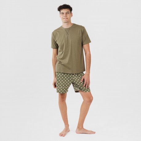 Pijama corto algodón hombre Tusi verde