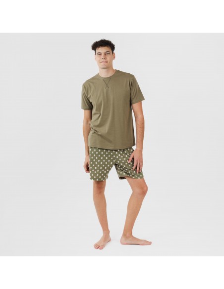 Pijama corto algodón hombre Tusi verde
