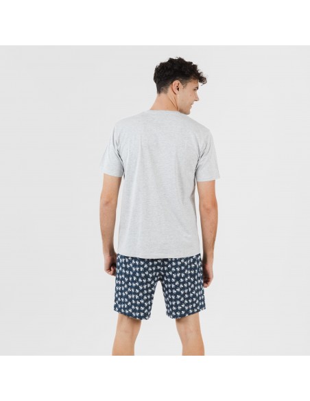 Pijama corto algodón hombre Octopus gris