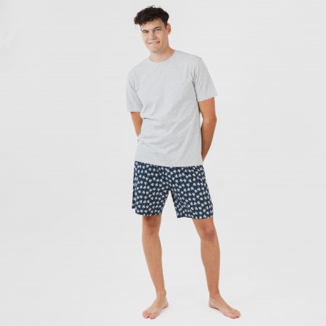 Pijama corto algodón hombre Octopus gris