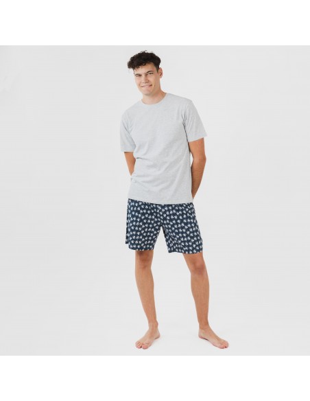 Pijama corto algodón hombre Octopus gris