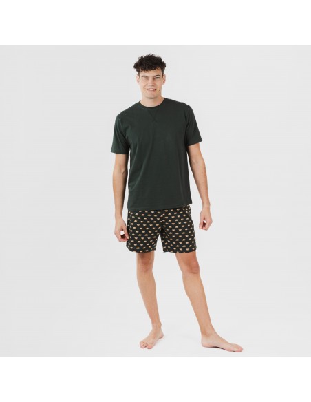 Pijama corto algodón hombre Nino verde botella