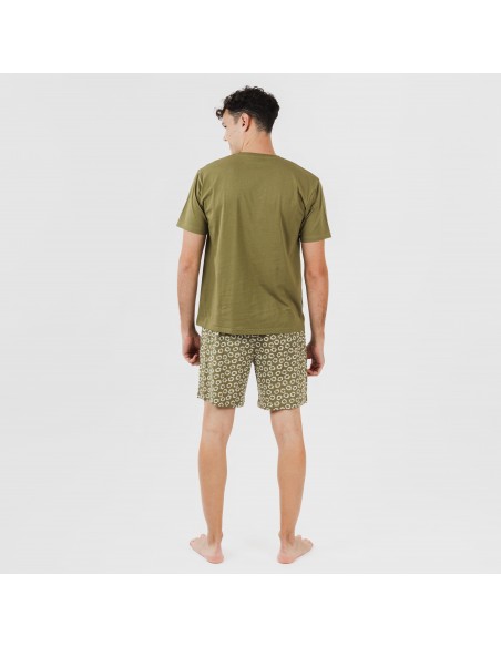 Pijama corto algodón hombre Khalil verde