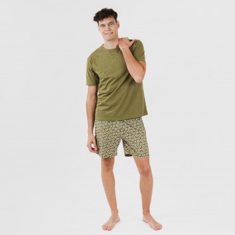 Pijama corto algodón hombre Khalil verde