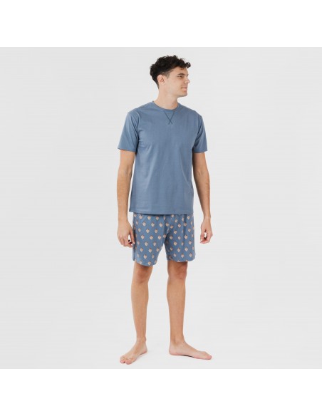 Pijama corto algodón hombre Nassiri azul