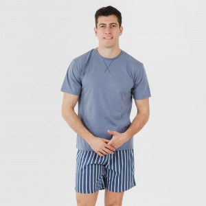 Pijama corto algodón hombre Eliot índigo