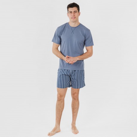 Pijama corto algodón hombre Eliot índigo