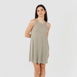 Vestido corto tirantes crepe Tamila arena 2