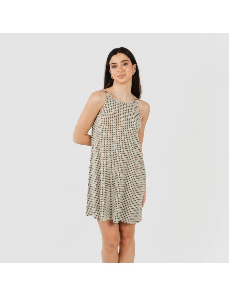 Vestido corto tirantes crepe Tamila arena