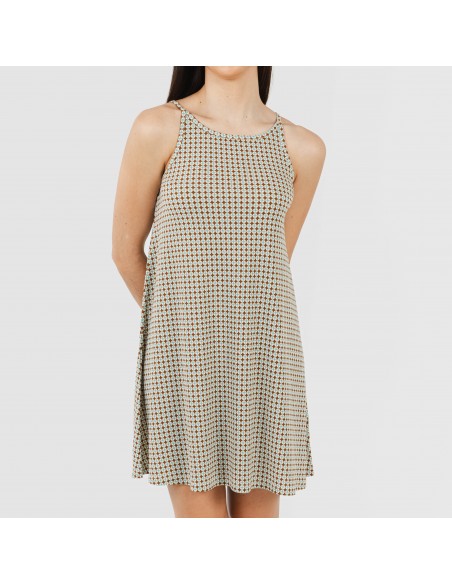 Vestido corto tirantes crepe Tamila arena