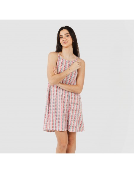 Vestido corto tirantes crepe Villa rosa