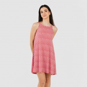 Vestido corto tirantes crepe Neville fresa