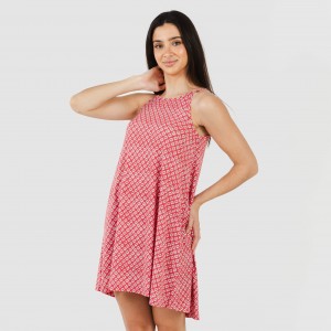 Vestido corto tirantes crepe Neville fresa 2