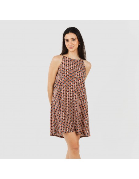 Vestido corto tirantes crepe Olmeca