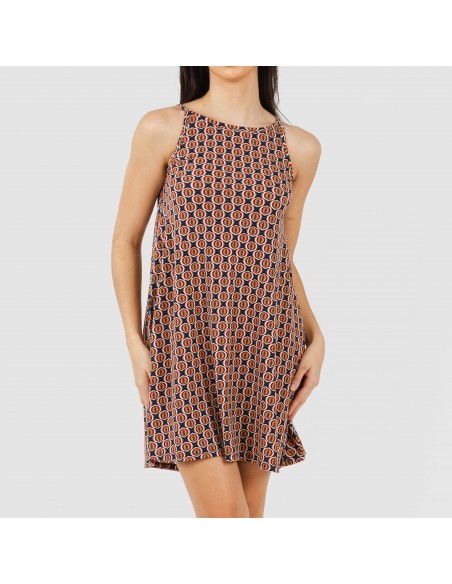 Vestido corto tirantes crepe Olmeca