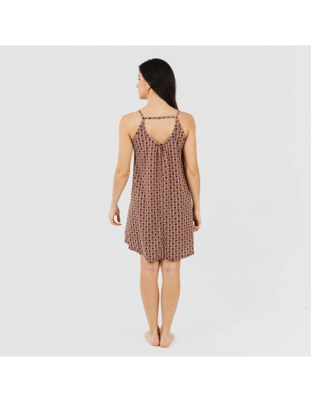 Vestido corto tirantes crepe Olmeca