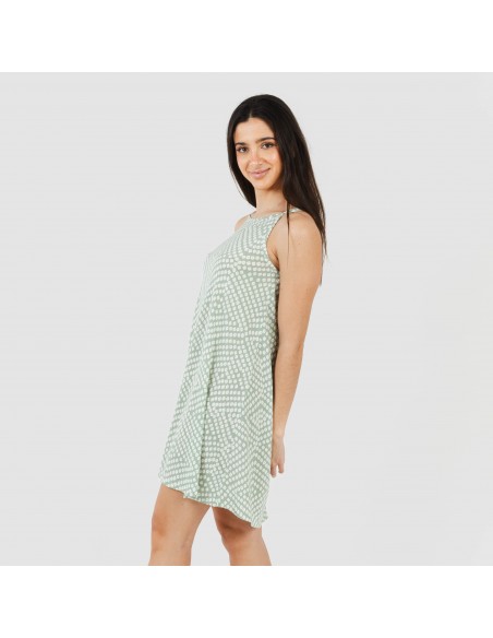 Vestido corto tirantes crepe Columbus verde tiffany