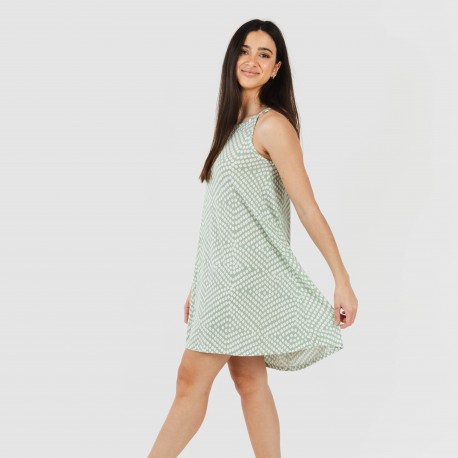 Vestido corto tirantes crepe Columbus verde tiffany