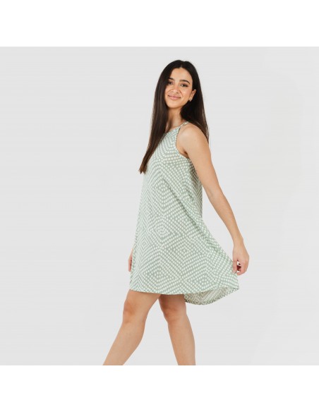 Vestido corto tirantes crepe Columbus verde tiffany
