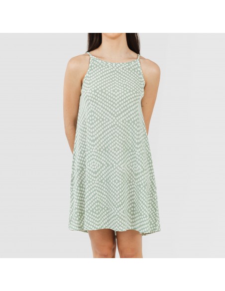 Vestido corto tirantes crepe Columbus verde tiffany