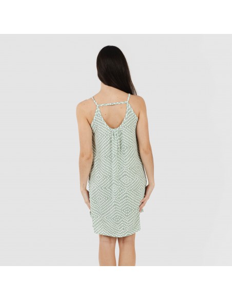 Vestido corto tirantes crepe Columbus verde tiffany